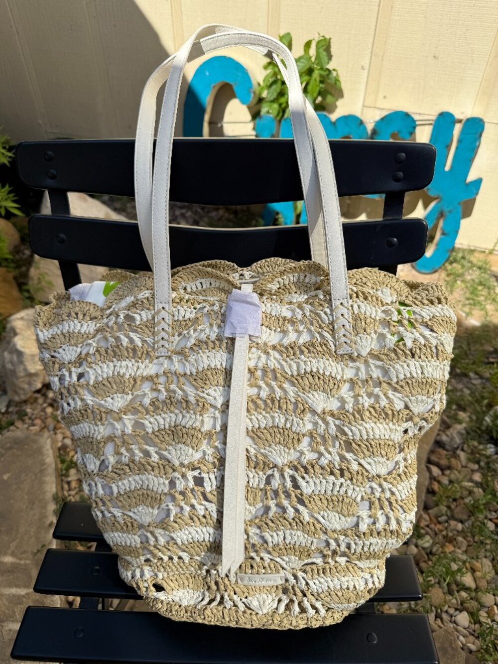 Sam Edelman Laylah Tote Bag Woven Raffia Vacation Summer Beach Travel Cruise